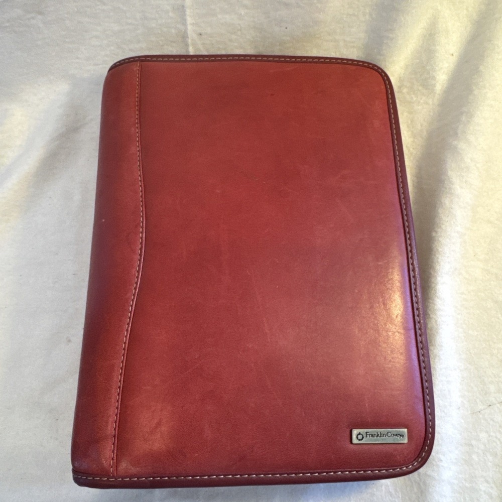 Franklin Covey 7 Ring Genuine Full‎ Grain Leather Inside & Out 11x8" w/ Inserts